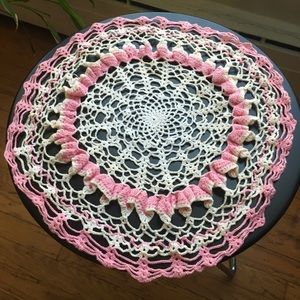 Vintage Round Spiderweb Crochet Doily